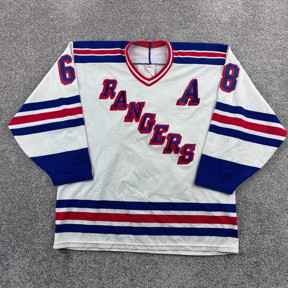 Vintage New York Rangers Hockey Jersey Mens XL White Jaromir Jagr 68 NHL CCM